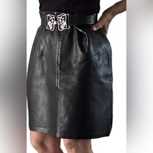Womens  Skova 80’s Vintage Black Buttery Soft Leather Skirt Size 6‎ see  Measure